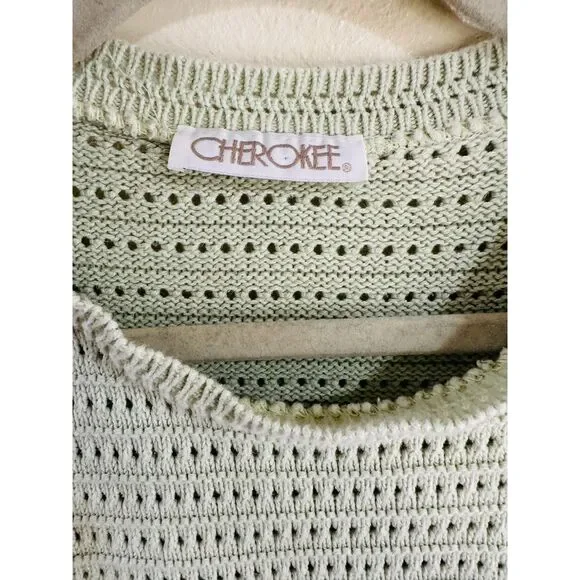 Cherokee Vintage Women's Mist Green Open Knit Sweater, Size XL - Picture 2 of 3